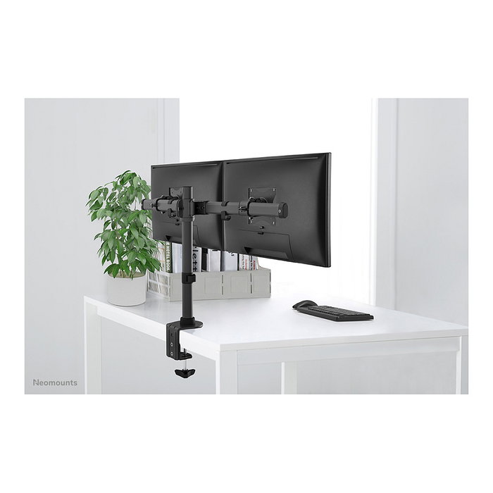 Neomounts FPMA-DCB100DBLACK Brazo de Monitor Dual para 2 Pantallas de 10-27 pulgadas, Negro