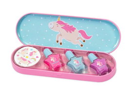 Martinelia Lote de Pintauñas Unicornio y Pegatinas con Estuche Metálico
