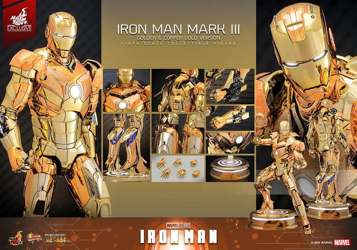 Hot Toys Iron Man Mark III Movie Masterpiece Diecast (Golden & Copper Gold Version) 1/6