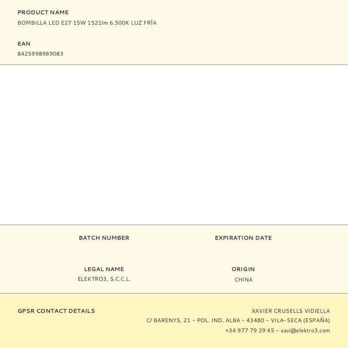 Edm Bombilla led E27 15W 1521lm Luz Fría 6500K
