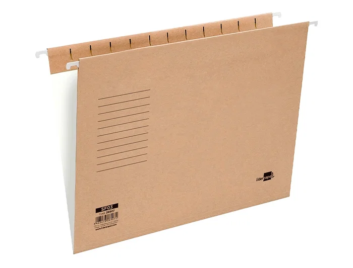 Liderpapel Carpeta Colgante Folio Prolongado Kraft Cartulina Varilla Metálica Visores Tira Cartulina Lomo V 240x2x450 mm