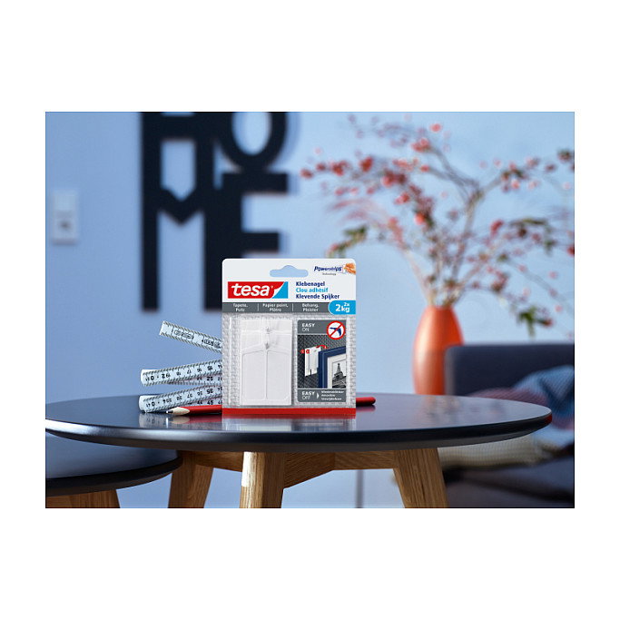 Tesa Pack de 2 Ganchos Adhesivos Ajustables para Paredes Pintadas y Yeso 2 kg Tesa Pack de 2 Ganchos Adhesivos Ajustables para Paredes Pintadas y Yeso 2 kg
