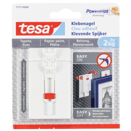Tesa Gancho Adhesivo Ajustable para Paredes Pintadas y Yeso 2 kg