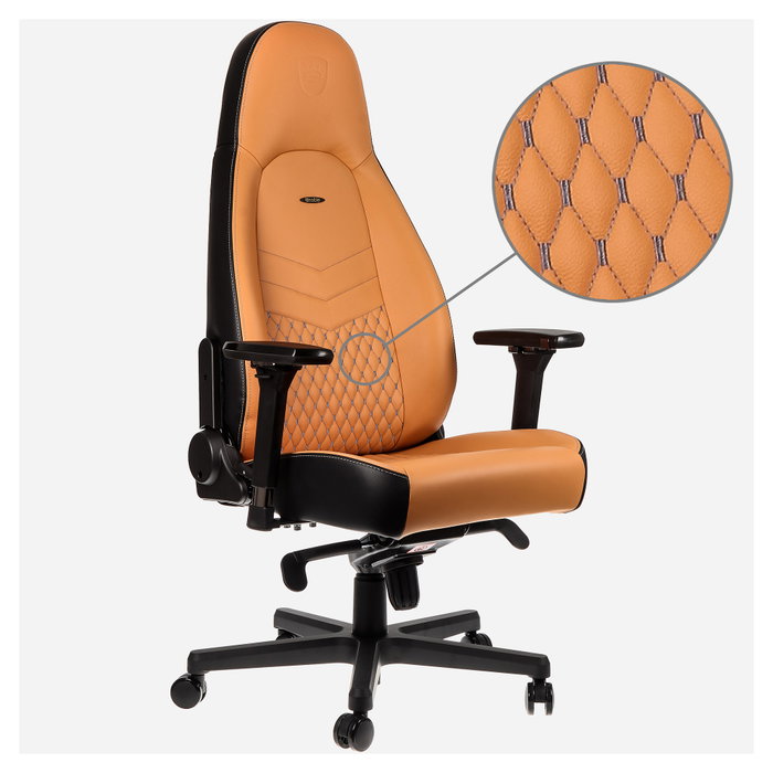 Noblechairs ICON Echtleder Gaming Stuhl cognac/schwarz