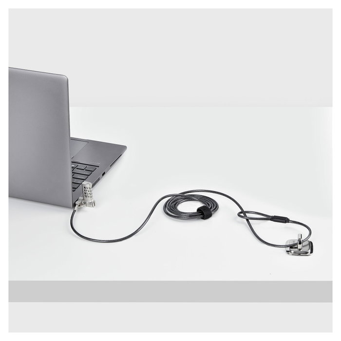 StarTech Candado de Seguridad con Cable para Portátil 25-Pack - Compatible con Kensington/Nano/Noble Wedge - Cerradura Combinación - Cable 2 m - Negro/Plata