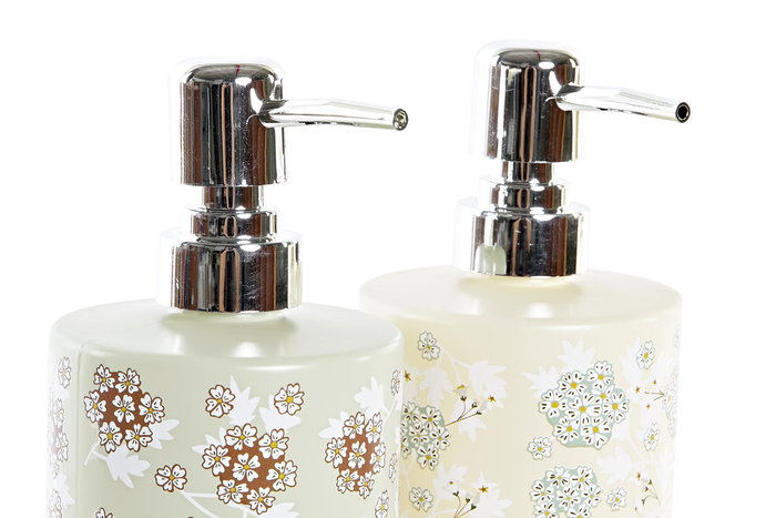 DKD Home Decor Dosificador Tradicional Verde Beige 8 x 17 x 10 cm (12 Unidades) 450ml