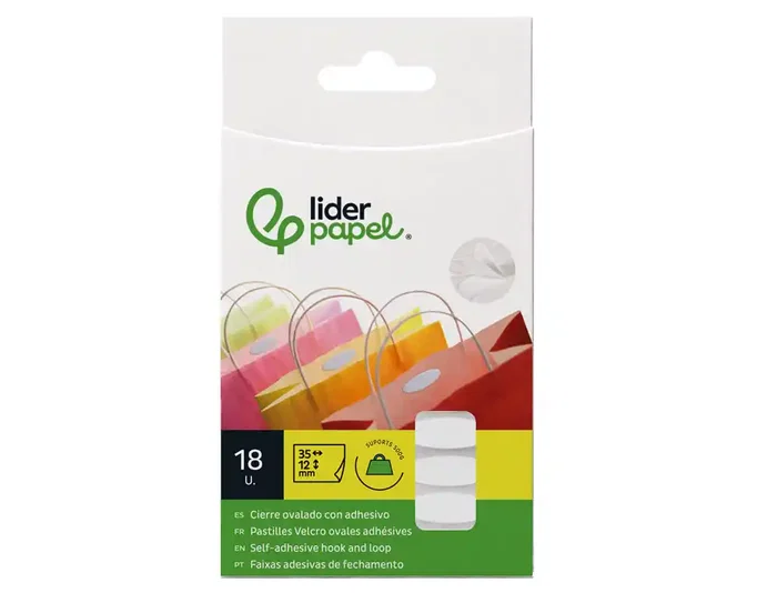 Liderpapel Velcro Autoadhesivo Ovalado Blanco 35x12 mm Blister 18 Unidades Manualidades
