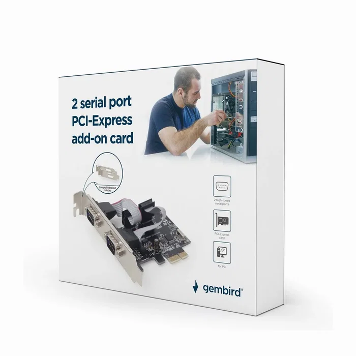 Gembird SPC-22 Tarjeta PCI Express con 2 Puertos Serie RS-232 y Adaptador de Perfil Bajo