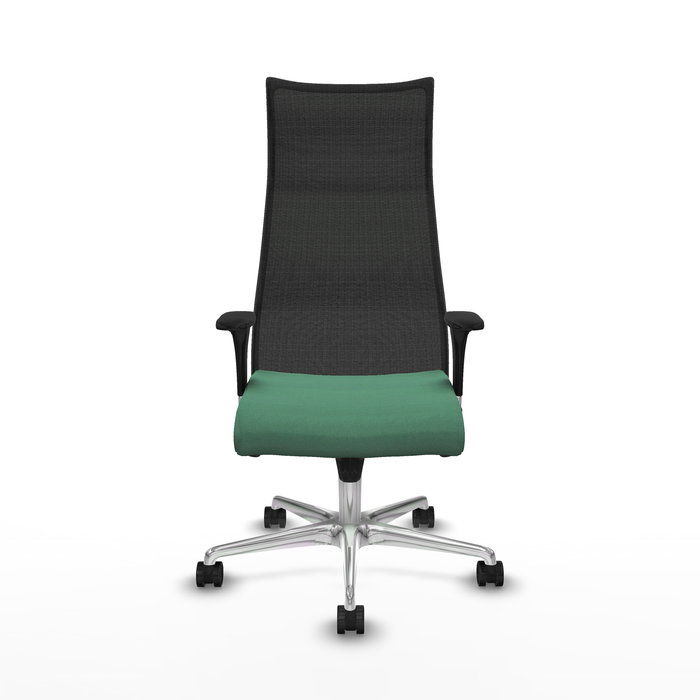 Sillón Albacete con mecanismo Sincro tapizada con Tela color Verde esmeralda y malla color Negro. Equipado con Base aluminio, Brazos 1D y Ruedas 65mm nailon Sillón Albacete con mecanismo Sincro tapizada con Tela color Verde esmeralda y malla color Negro. Equipado con Base aluminio, Brazos 1D y Ruedas 65mm nailon