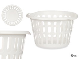 Kipit Cesto Redondo 40 cm Diámetro Calado Blanco Plástico Polipropileno 27 L 40x40x25 cm (Set de 18)