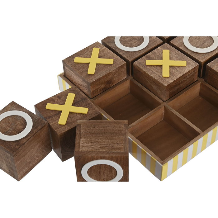 DKD Home Decor Juego de Mesa Tres en Raya Verde de Mango