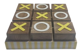 DKD Home Decor Juego de Mesa Tres en Raya Verde de Mango