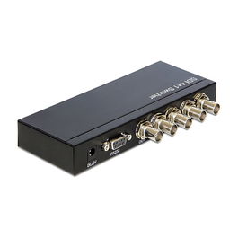 DeLOCK 93251 Conversor de Video 4x HDMI a 1 BNC, 4 Entradas BNC, 1 Salida HDMI, Metal Negro, 82 x 162 x 25 mm