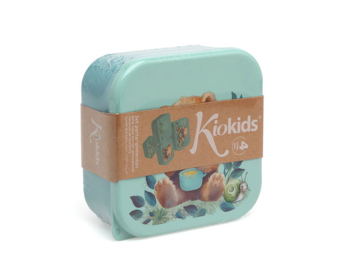 KioKids Set Porta-Alimentos 4 Unidades Oso Verde Salvia Colección Honey +0 Meses