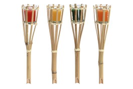 DKD Home Decor Antorcha de Bambú Surtido de 4 Colores Pack de 24 unidades