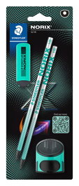 Lapiz De Grafito Staedtler 181 Norix - Hb Blister De 2 + Afila Y Goma Turquesa
