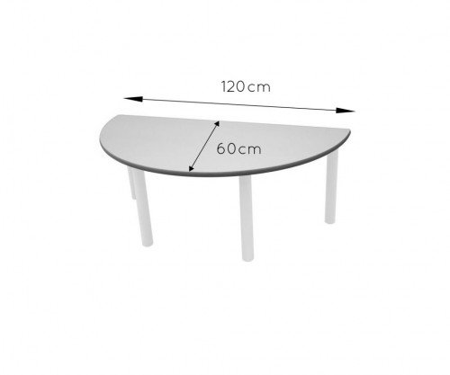 Mobeduc Mesa Semiredonda 120 cm 500106B181 Haya MDF con patas metálicas, 120x60 cm