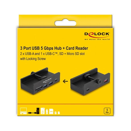 DeLOCK 64263 Hub USB con puertos USB 3.2 Gen 2, USB Type-C y ranuras SD/MicroSD