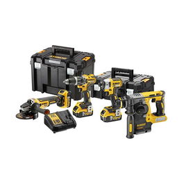 DEWALT DCK422P3T-QW Taladro Percutor Inalámbrico 18V 5Ah Set con Amoladora Angular