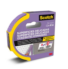 Scotch Cinta de Enmascarar para Superficies Delicadas 7100324370, 24mm x 41M, Morado, Baja Adhesión, Líneas Precisas, Retirada sin Residuos