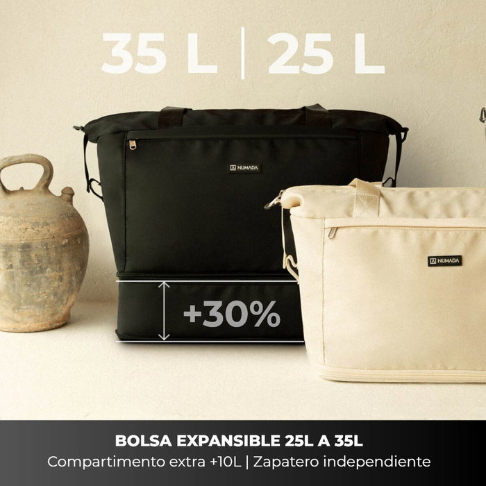 Numada Bolsa de avión negra 25 - 35 l