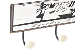 DKD Home Decor Perchero Pared Vintage Negro Blanco Metal 37 x 6 x 14.5 cm (4 Unidades)