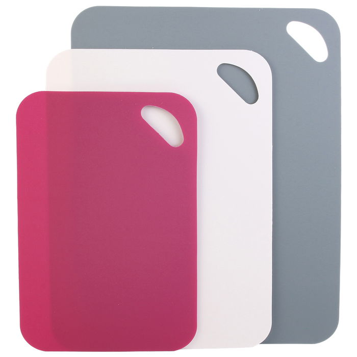 Cook Concept Juego de 3 Tablas de Cortar Antideslizantes Polipropileno con Cara Lisa/Rugosa