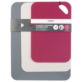 Cook Concept Juego de 3 Tablas de Cortar Antideslizantes Polipropileno con Cara Lisa/Rugosa