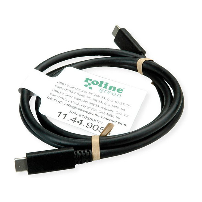 VALUE USB 3.2 Gen 2 Cable USB-C a USB-C, 10 Gbit/s, 100W PD, Emark, 4K UHD, Negro, 0.5 m VALUE USB 3.2 Gen 2 Cable USB-C a USB-C, 10 Gbit/s, 100W PD, Emark, 4K UHD, Negro, 0.5 m