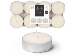 Acorde Set 8 Velas Tea Light Maxi 9 Horas Cera Blanca 23 x 11.5 x 2 cm (Set de 24)
