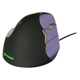 Evoluent BakkerElkhuizen Evoluent4 Ratón Ergonómico Vertical para Diestros, Negro y Púrpura