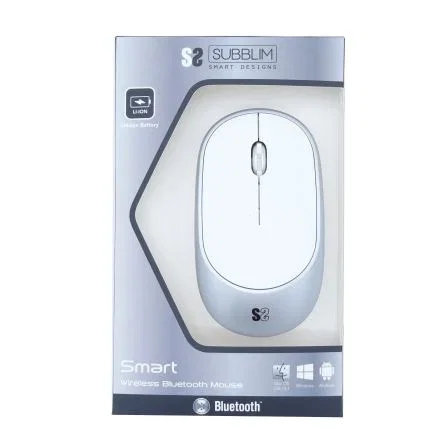 Ratón Inalámbrico por Bluetooth Subblim Smart/ Batería recargable/ Hasta 1600 DPI/ Blanco y Plata