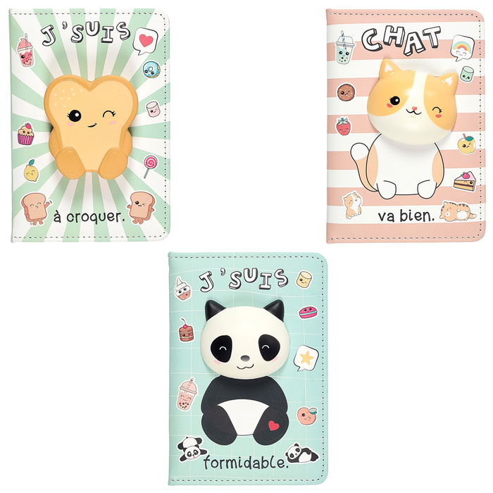 The Concept Factory Libreta 3D My Funny Papet Dina6 Panda/Gato/Tostada - 192 Páginas 90g Ilustradas con Relieve 10.5x14.8cm