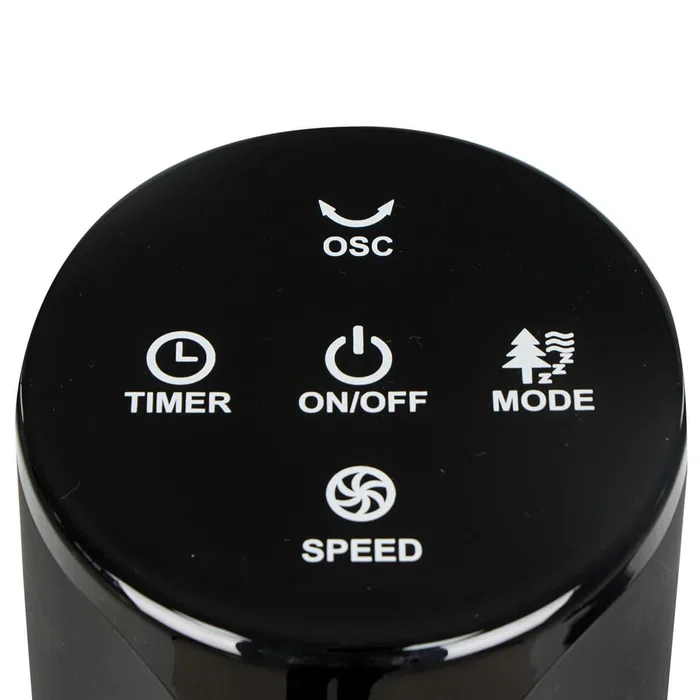 Haeger TF-R36.005A Ventilador de Torre Táctil de 91.5cm (Abedul) - 3 Velocidades, Oscilación 90°, Temporizador 12h, Pantalla LCD, 186 m³/h