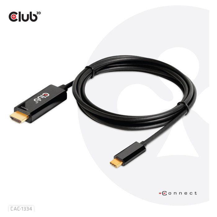 Club 3D CAC-1334 Cable HDMI a USB-C Activo 4K 60Hz, 1.8 Metros, Negro