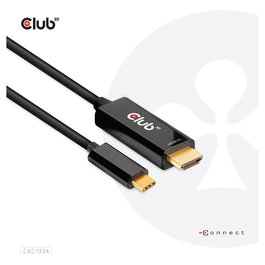 Club 3D CAC-1334 Cable HDMI a USB-C Activo 4K 60Hz, 1.8 Metros, Negro