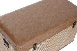 DKD Home Decor Baúl Oriental Marrón Natural Set de 3 40 x 45 x 80 cm Bambú Pu