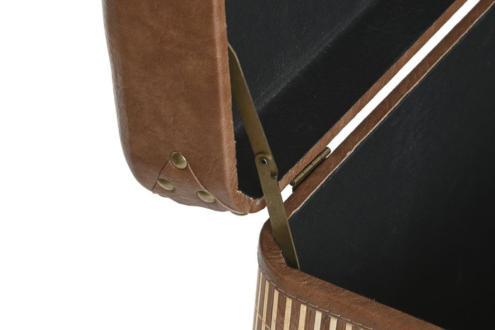 DKD Home Decor Baúl Oriental Marrón Natural Set de 3 40 x 45 x 80 cm Bambú Pu