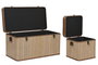 DKD Home Decor Baúl Oriental Marrón Natural Set de 3 40 x 45 x 80 cm Bambú Pu