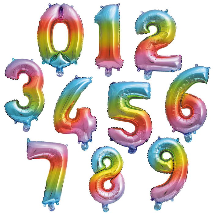 Party Time Globo Cifra Arco Iris Cumpleaños 35 cm