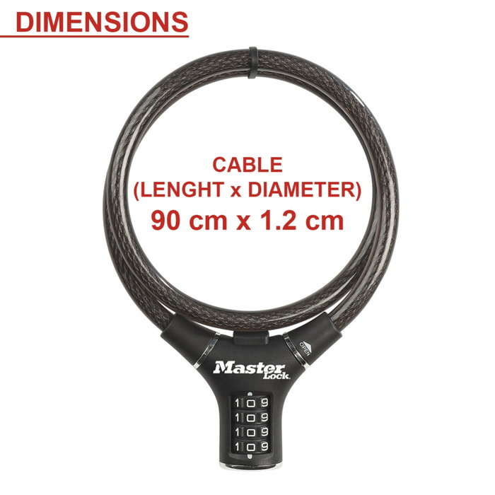 Master Lock Candado de Cable 12mm Diseño Ergonómico 8229EURDPRO