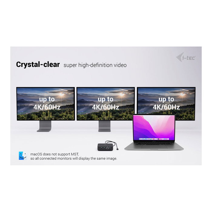 I-TEC USB-C Docking Station Dual HDMI, DisplayPort, GLAN, 3x USB-A, 2x USB 2.0, Audio, 100W PD I-TEC USB-C Docking Station Dual HDMI, DisplayPort, GLAN, 3x USB-A, 2x USB 2.0, Audio, 100W PD