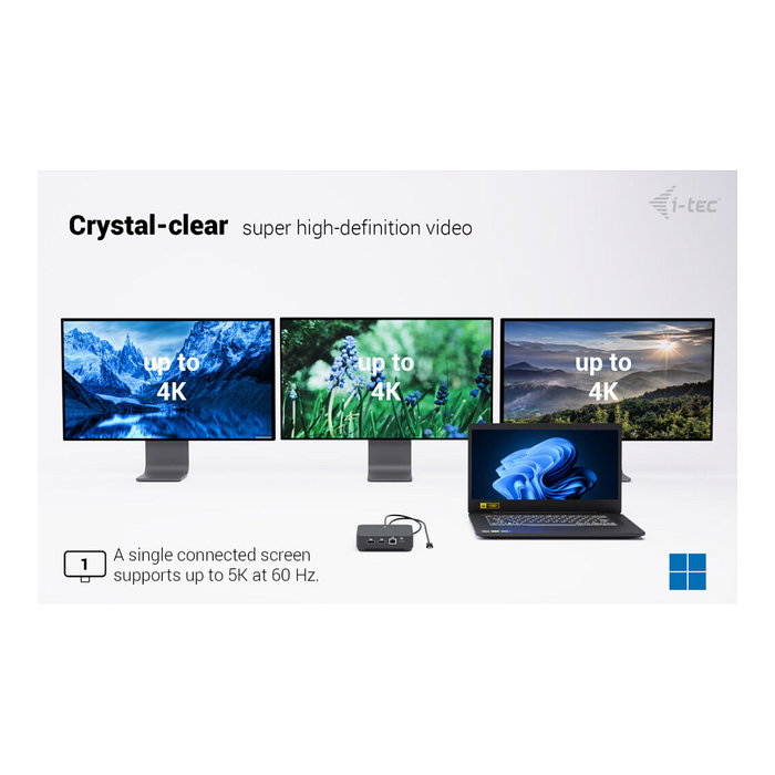 I-TEC USB-C Docking Station Dual HDMI, DisplayPort, GLAN, 3x USB-A, 2x USB 2.0, Audio, 100W PD I-TEC USB-C Docking Station Dual HDMI, DisplayPort, GLAN, 3x USB-A, 2x USB 2.0, Audio, 100W PD