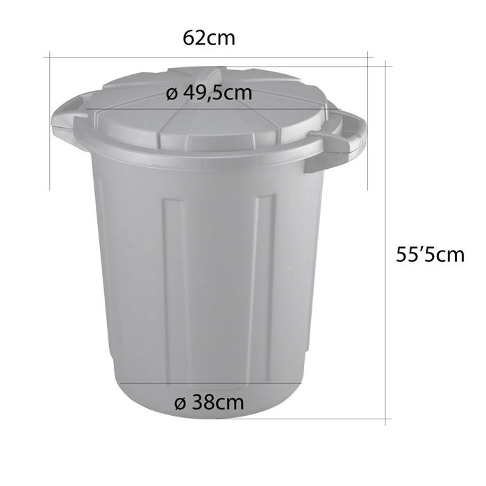 Mondex Cubo de Basura de Comunidad 80 Litros Negro Polipropileno con Tapa