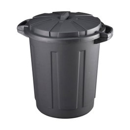 Mondex Cubo de basura de comunidad negro con tapa de 80 l