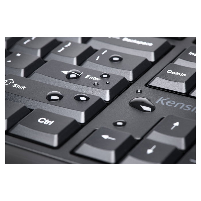 Kensington Pro Fit Ergo Teclado Inalámbrico/Alámbrico Curvo QWERTZ Negro Completo (100%) con reposamuñecas Alemán