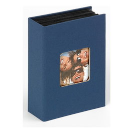 Walther MA357L Álbum Mini 10x15 cm para 100 Fotos - Azul, Papel, Páginas Negras, 13x17x5 cm