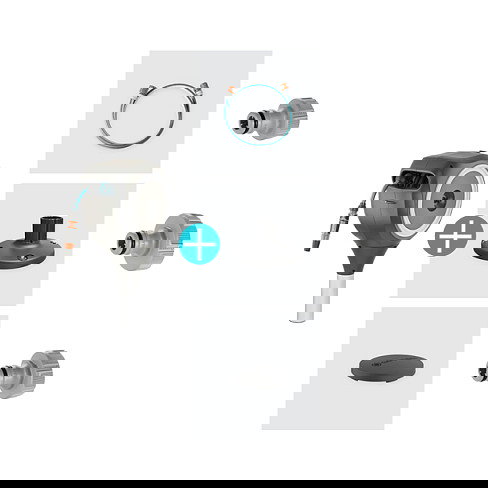 Gardena 18607-20 Caja Manguera Terrassen-Schlauchbox RollUp S (Blanco) 15 m Negro Manguera Flexible Resistente a Heladas Boquilla Incluida