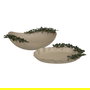 Centro Mesa Flores Beige-Verde Metal 44 X 31 X 18 cm