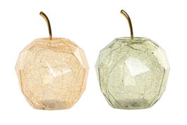 DKD Home Decor Manzana Luminosa 12 x 17 x 12 cm Verde Dorado Cristal Led (2 Unidades)